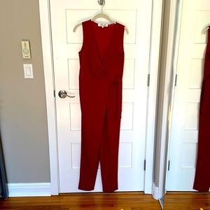 DVF red jumpsuit